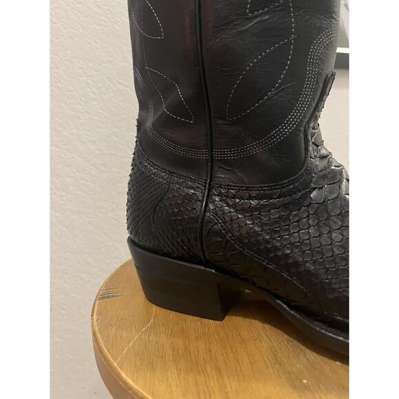Alvies '6th Street' Classic Black Python Leather Cowboy Boots Men's SZ 9.5 NWOB - Picture 8 of 10